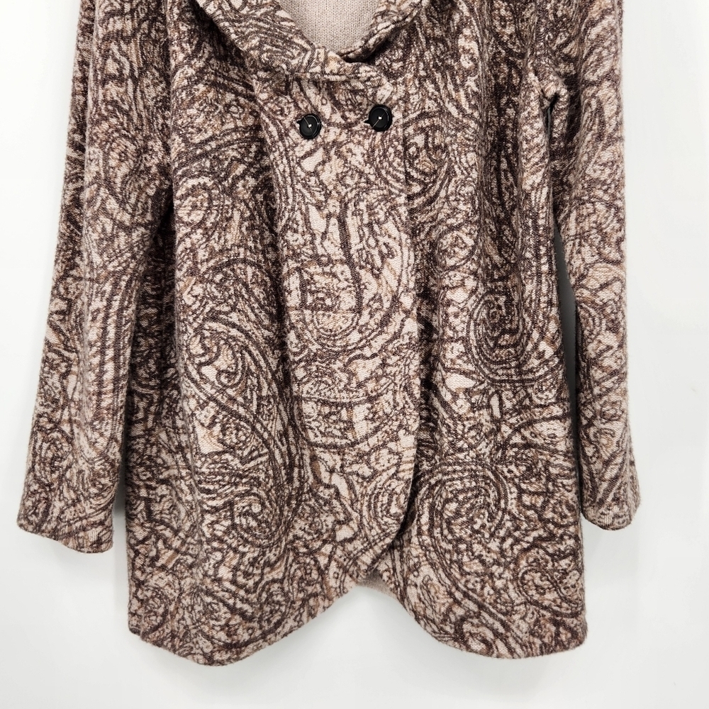 J. Jill PureJill Curved Front Printed Cardigan Womens Size Large Paisley Neutral - Picture 3 of 8